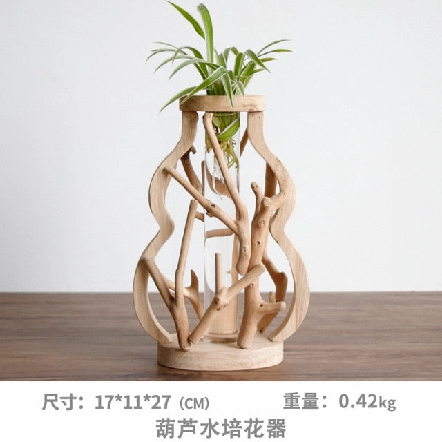 Pure Handwork Wooden Vase Decorated