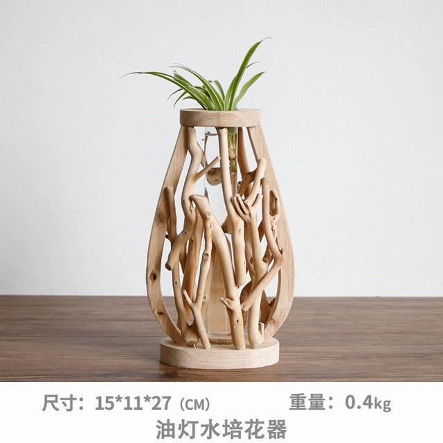 Pure Handwork Wooden Vase Decorated