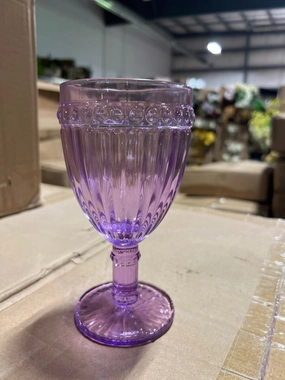 Purple Color Striped drinking Glass drinkware cup goblet,aesthetic flower vase