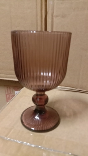 Purple Color thin Striped drinking Glass drinkware cup goblet,aesthetic flower vase
