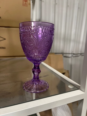 Purple Color Vintage sunflower drinking Glass 300ml crystal look(Goblet),aesthetic flower vase