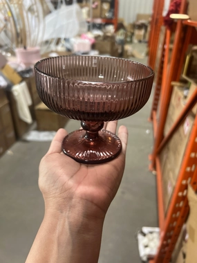 Purple Vintage striped coupe cocktail drinking Glass crystal look,aesthetic flower vase