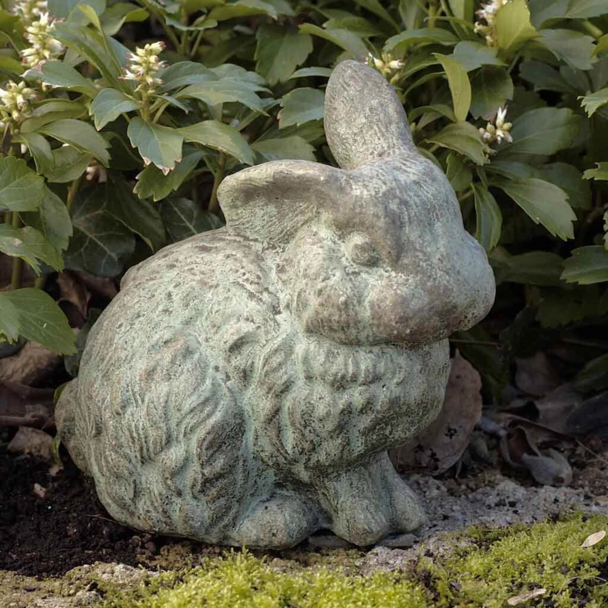 Rabbit With One Ear Up Garden Statue