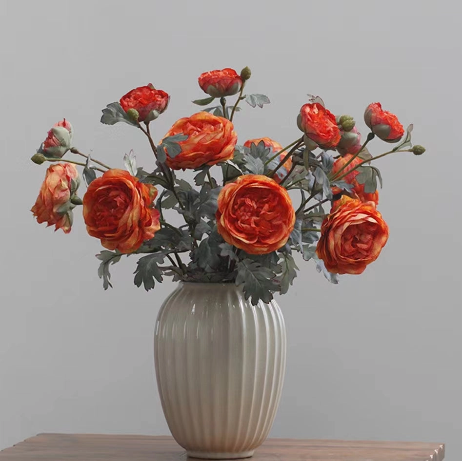 Ranunculus Artificial Silk Flower Stem Orange RANUNCULUS010
