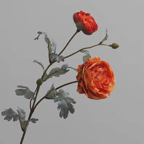Ranunculus Artificial Silk Flower Stem Orange RANUNCULUS010,dried artificial flower