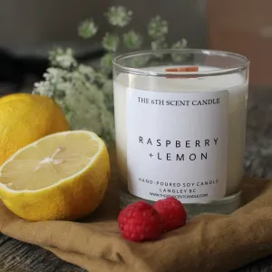 RASPBERRY   LEMON SOY CANDLE,faux bloom stem 