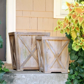 Reclaimed Wood Town & Country Planter Set,classic ceramic flowerpot