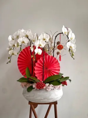 Red Lantern Orchids,realistic flower bouquet 