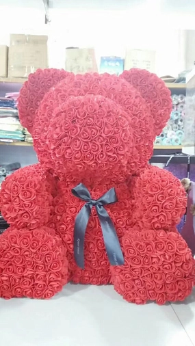 red rose Bear realistic flower bouquet  
