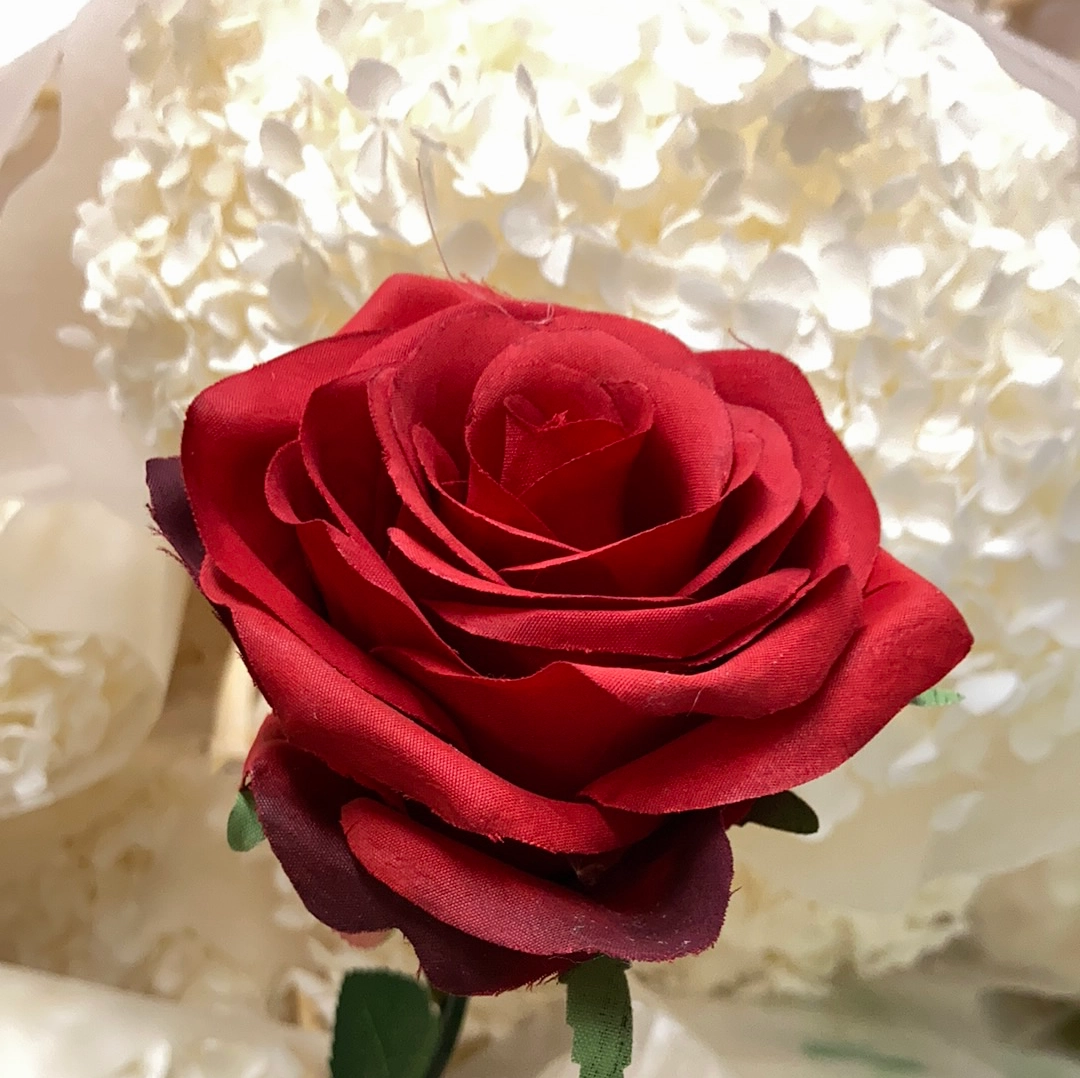 Red Single Stem Rose artificial flower bouquet  