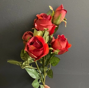 Red Spray American Rose white realistic flower bouquet  