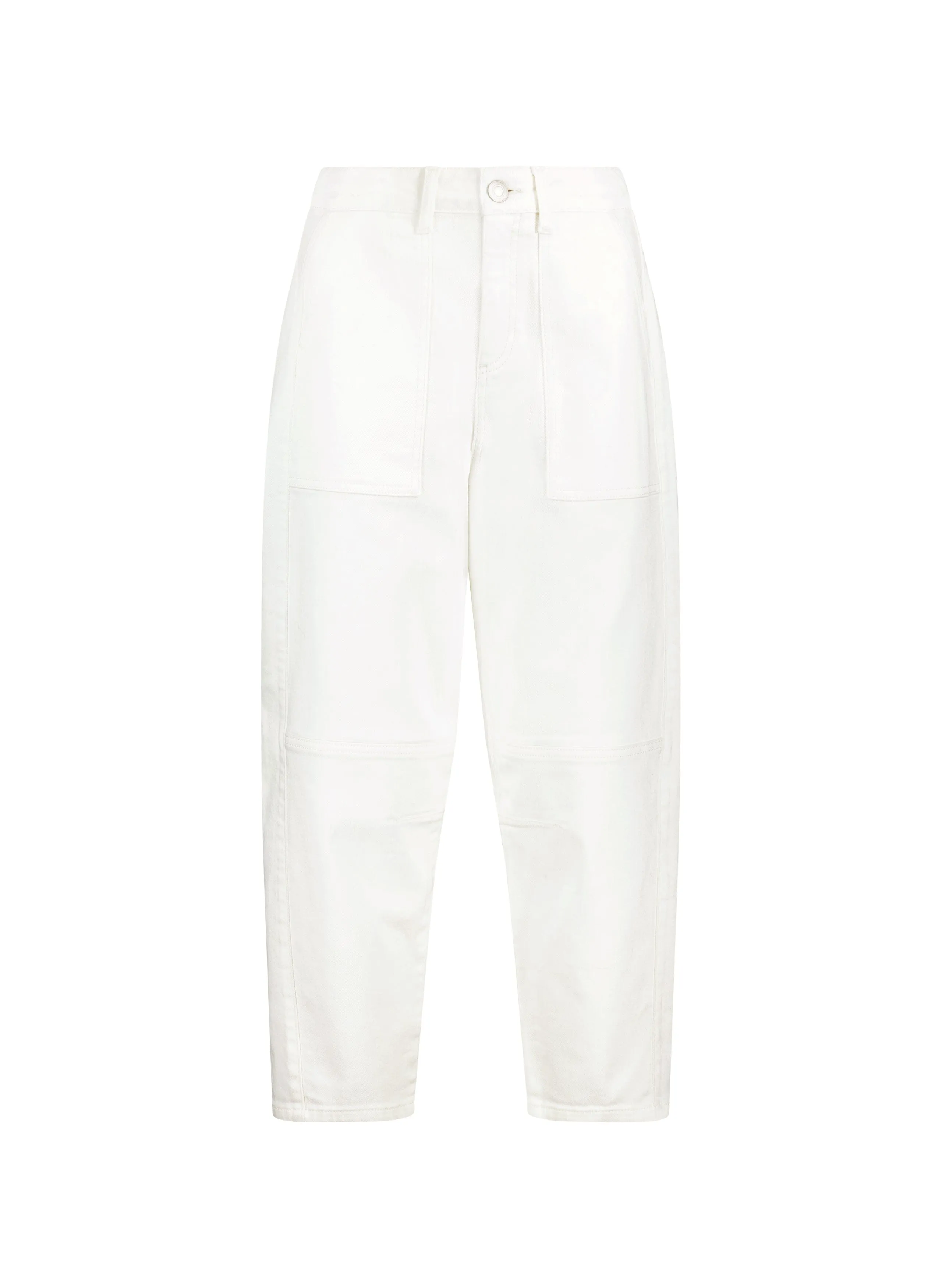 Reece Bio-Baumwolle Stretch Barrel Bein Cargo Jeans | Weiches Weiß