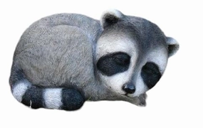 Resin Sleeping Raccoon,garden field mower