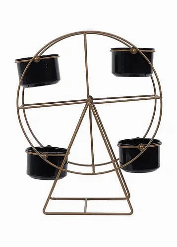 Revolving Wheel Planter Stand (Gold & Black)