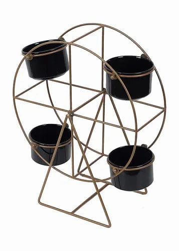 Revolving Wheel Planter Stand (Gold & Black)