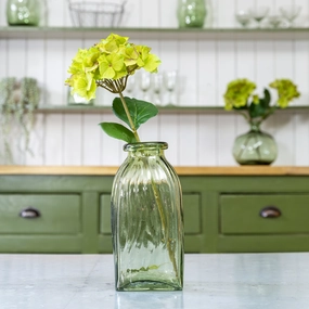 Ribbed Green Glass Vase 26cm,hand-painted ceramic vase