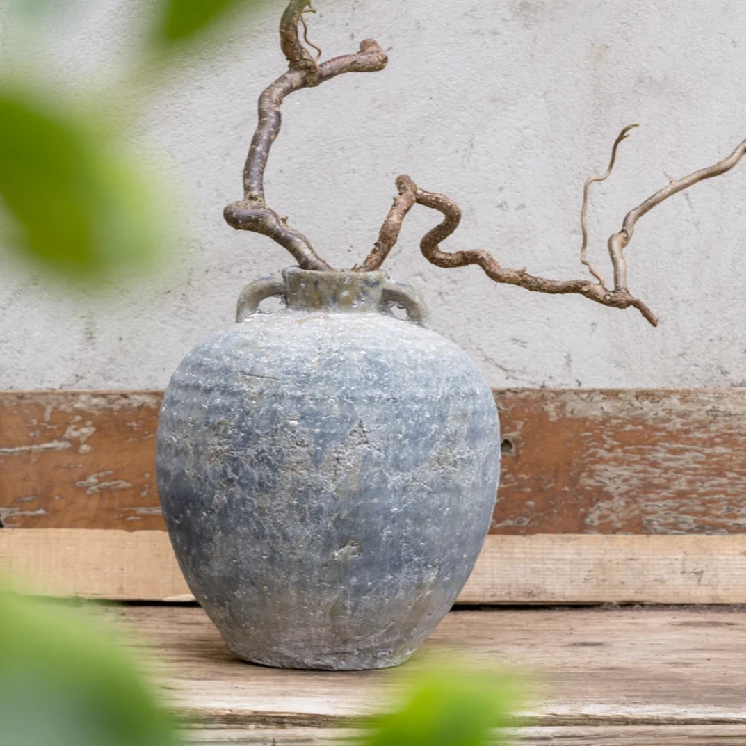 Ribbed Narrow Neck Rustic Vases,hand-painted ceramic vase