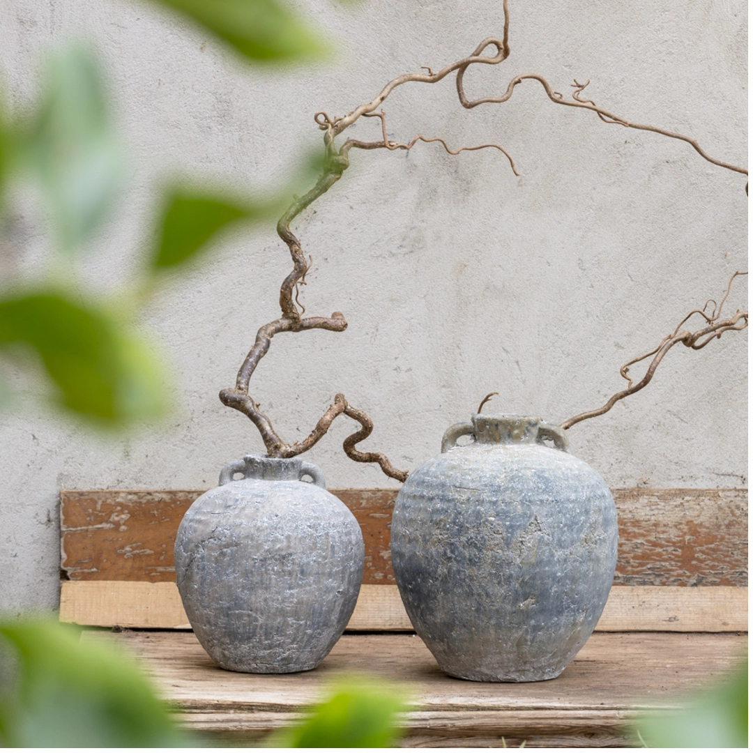 Ribbed Narrow Neck Rustic Vases