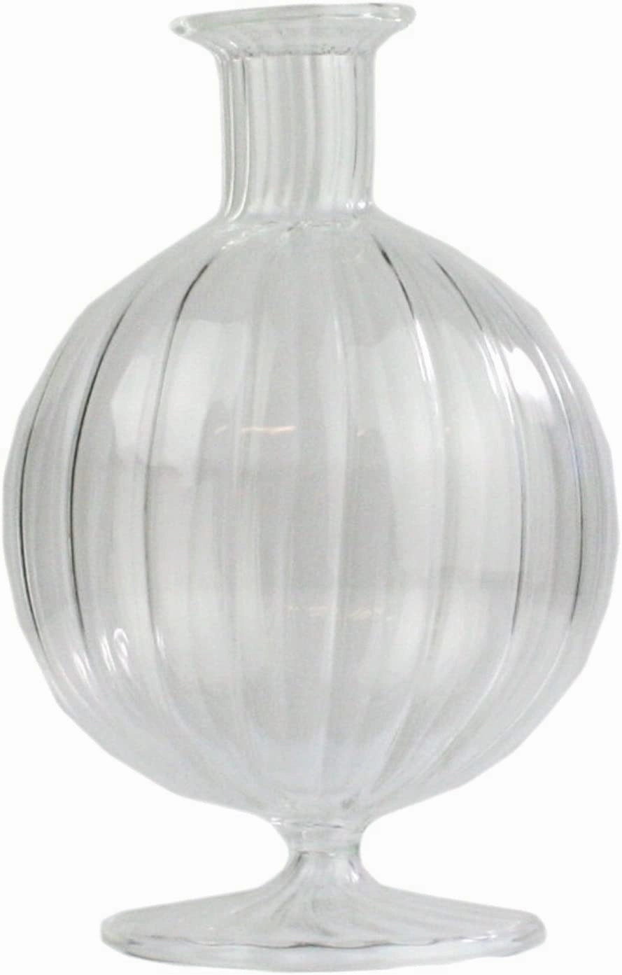 Ribbed scallop bud Vase 5 tall Round ball ripple vase striped,aesthetic flower vase