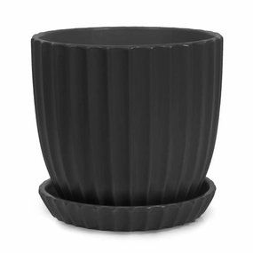 Ridge Pot Black,terracotta plant pot