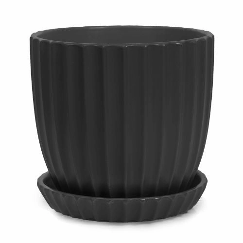 Ridge Pot Black,terracotta plant pot
