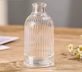 Roman Striped Crystal vintage Bud vase 5.1 H wedding centerpiece,aesthetic flower vase