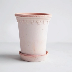Rosa Terracotta Tall Pot and Saucer, 7.1" x 9.4",garden field mower