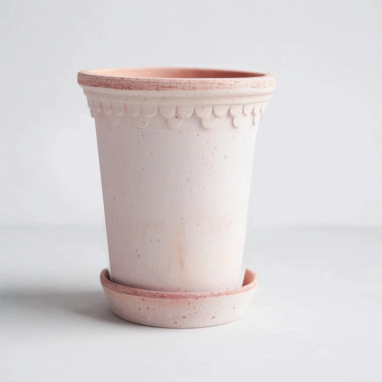 Rosa Terracotta Tall Pot and Saucer, 7.1" x 9.4",garden field mower