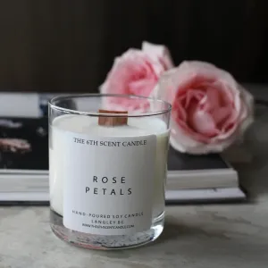 ROSE PETAL SOY CANDLE,faux bloom stem 