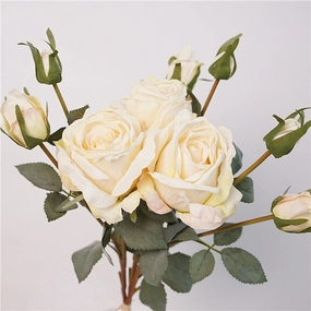 Rose Bunch Artificial Silk Flower Cream White ROSEBUNCH002,dried artificial flower
