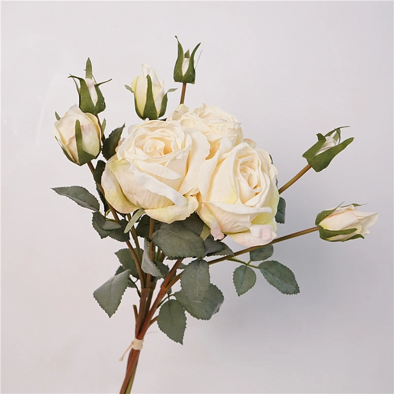 Rose Bunch Artificial Silk Flower Cream White ROSEBUNCH002