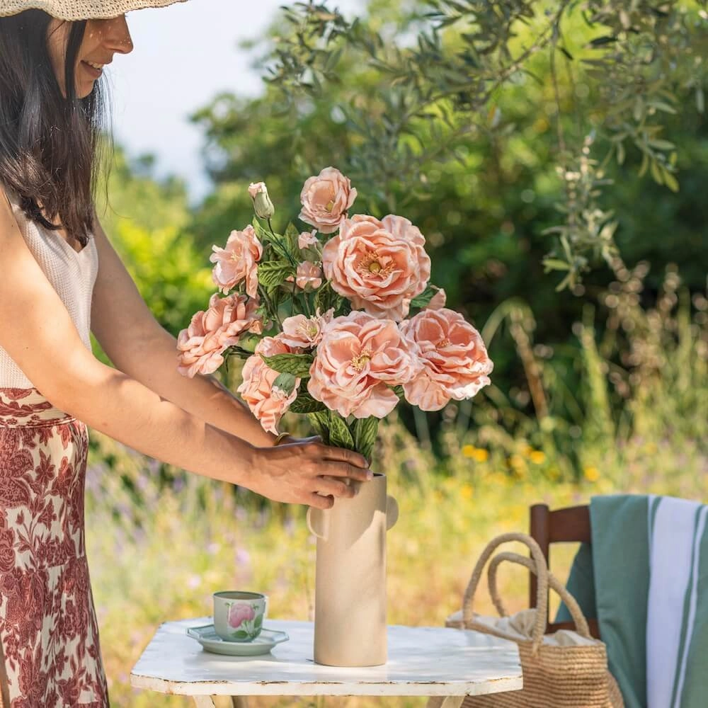 Rose Caroline en papier abricot