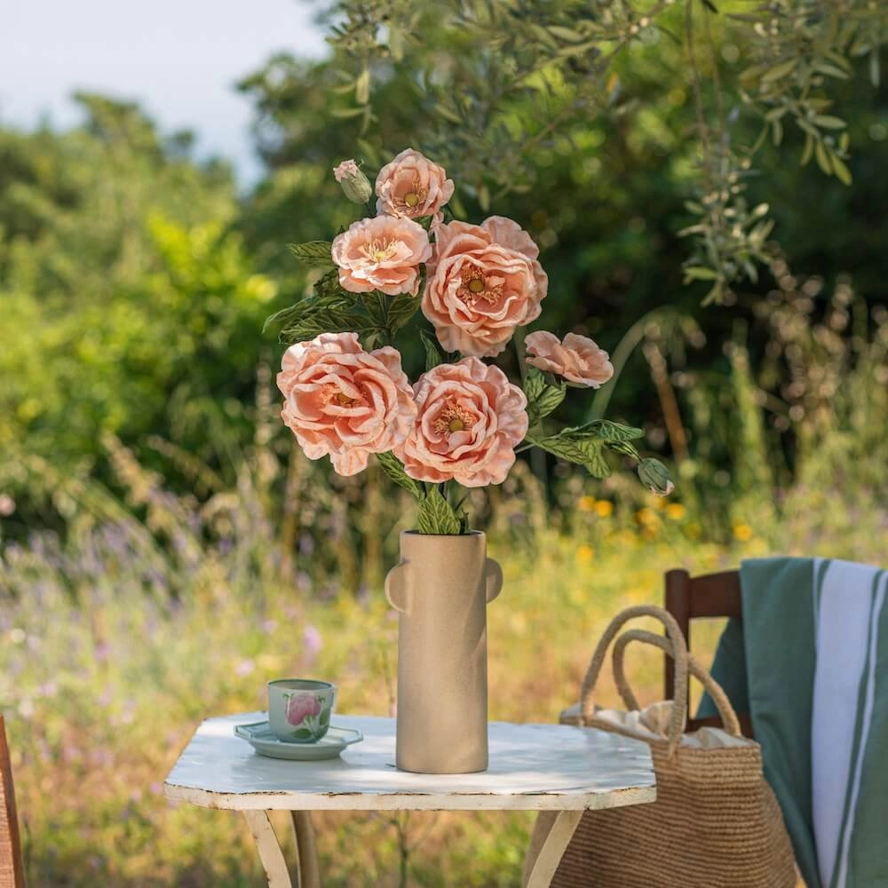 Rose Caroline en papier abricot