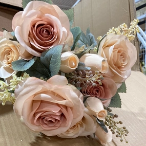 Rose champagne   Blush 10 head European rococo Roses Artificial Flower large sweet rose realistic flower bouquet  