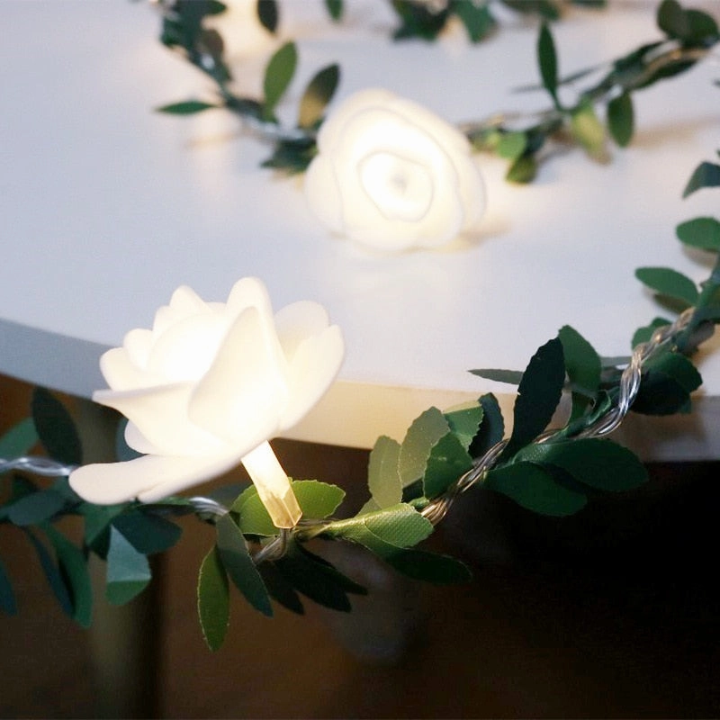 Rose Flower Battery LED String Lights