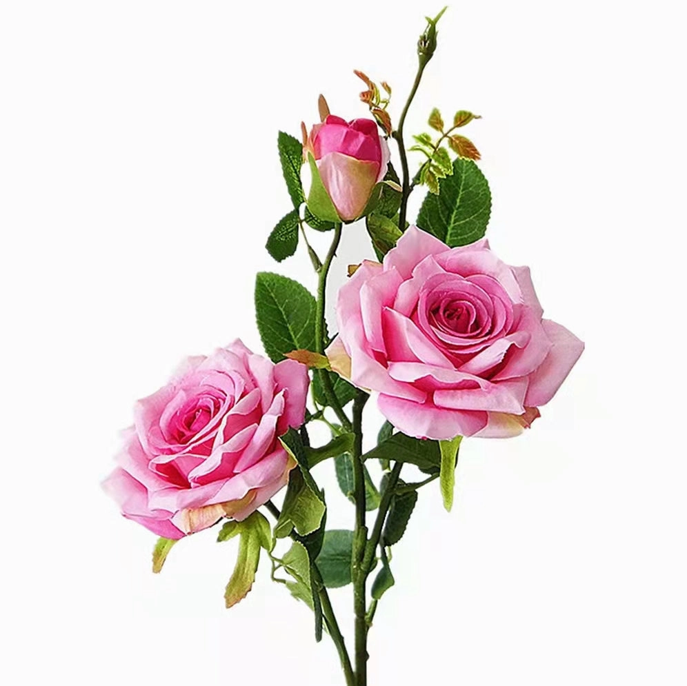 Rose Paris 3 Heads Artificial Silk Flower Stem PARISROSE031-035