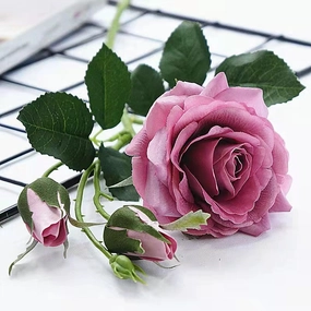 Rose Real Touch Artificial Silk Flower Stem Purple ROSE028,dried artificial flower
