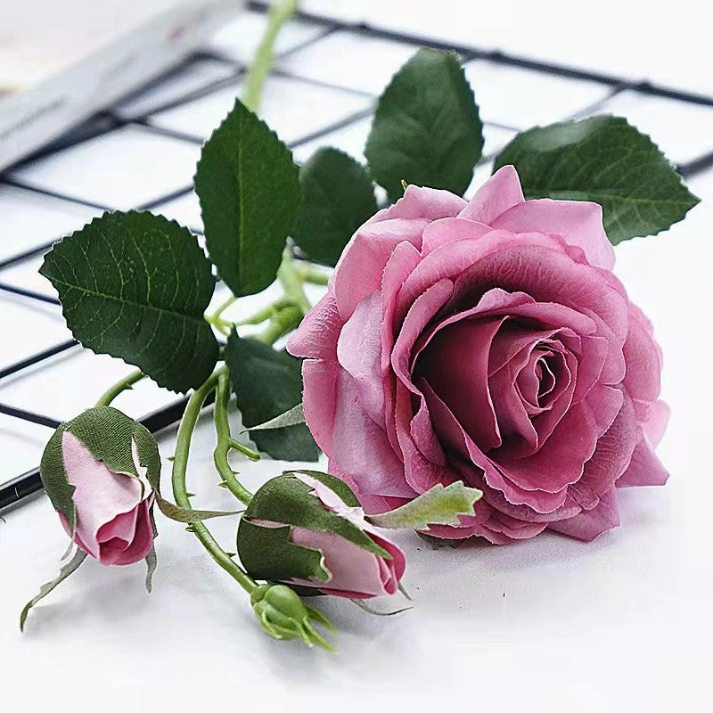 Rose Real Touch Artificial Silk Flower Stem Purple ROSE028,dried artificial flower