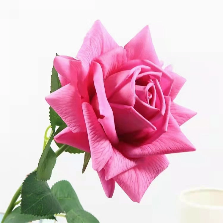 Rose Real Touch Single Head Artificial Silk Flower Stem Dark Pink ROSE020