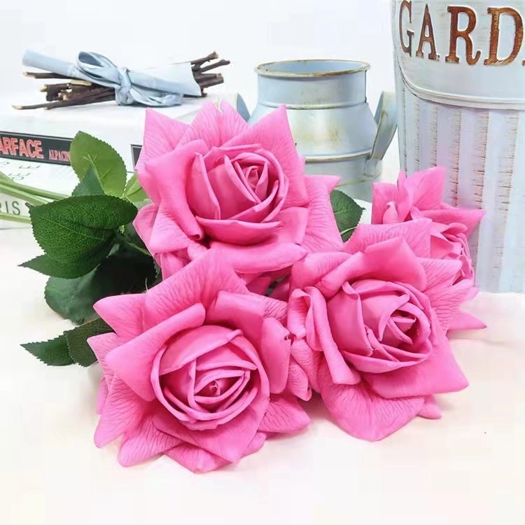 Rose Real Touch Single Head Artificial Silk Flower Stem Dark Pink ROSE020