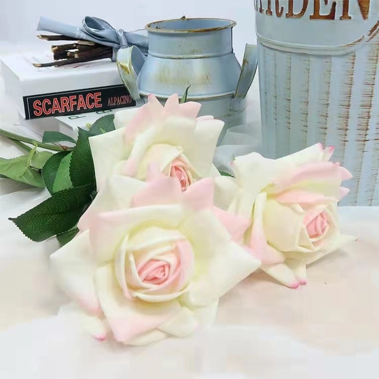 Rose Real Touch Single Head Artificial Silk Flower Stem Light Pink ROSE084