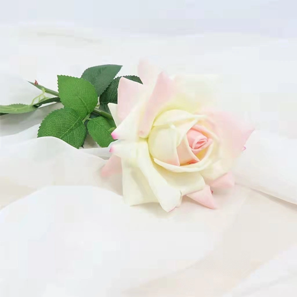 Rose Real Touch Single Head Artificial Silk Flower Stem Light Pink ROSE084