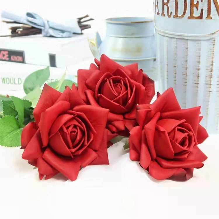 Rose Real Touch Single Head Artificial Silk Flower Stem Red ROSE015