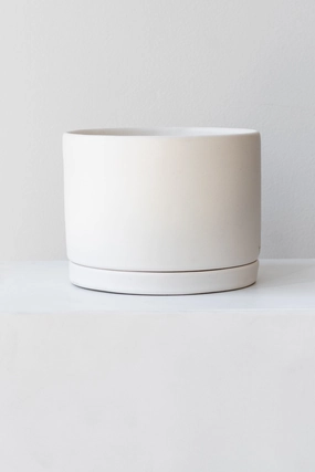 Round Planter Matte White Large,indoor flower container