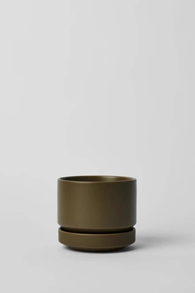 Round Two Planter Olive 4",indoor flower container