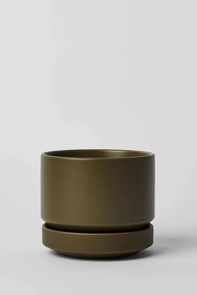 Round Two Planter Olive 8",indoor flower container