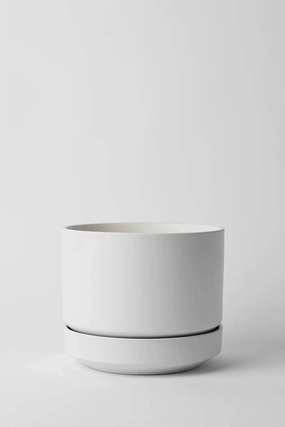 Round Two Planter White 8",indoor flower container