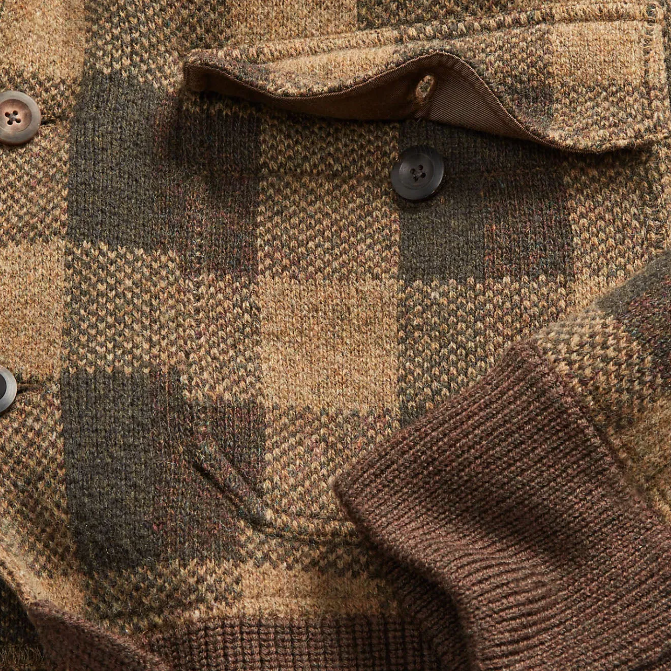 RRL von Ralph Lauren Karo-Woll-Jacke Olive Mehrfarbig