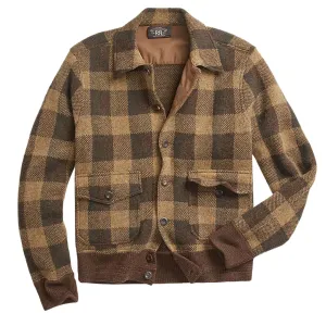 RRL von Ralph Lauren Karo-Woll-Jacke Olive Mehrfarbig