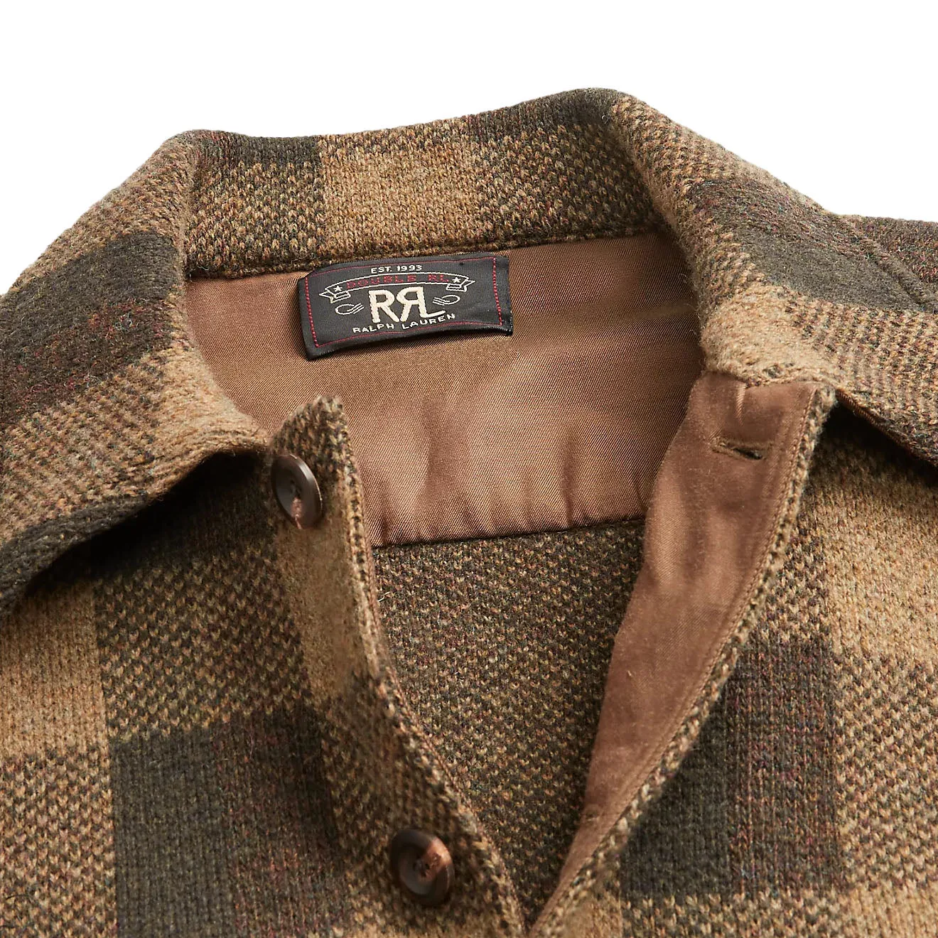 RRL von Ralph Lauren Karo-Woll-Jacke Olive Mehrfarbig